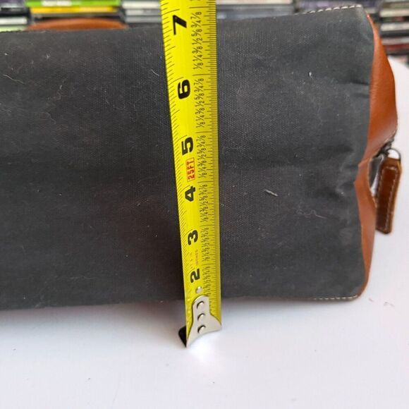 Canvas and Leather Large Rustic Distressed Style Charcoal Gray Tote - Picture 7 of 9